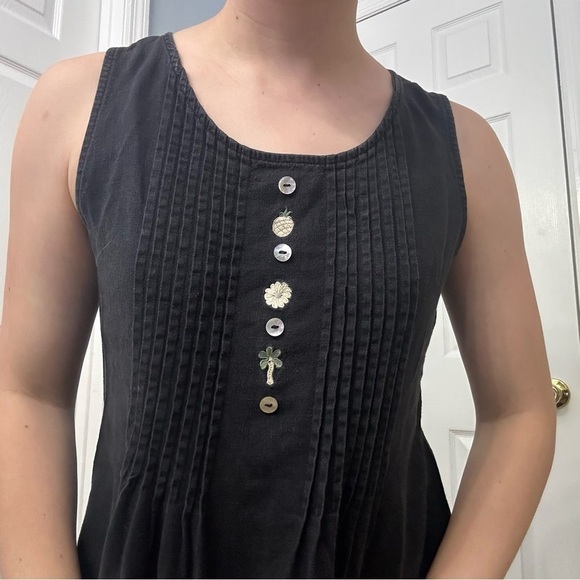 Vintage Dress Midi Linen Sleeveless Fairy Whimsigoth Black Boho Modest Small - Picture 2 of 7